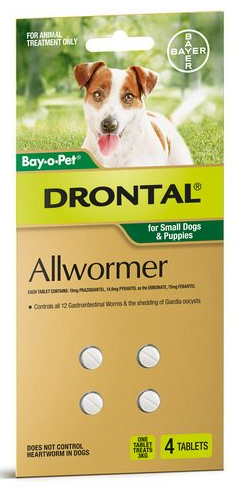 Drontal Allwormer Small Dog And Puppies 3kg 4pk