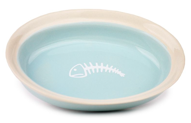 Cattitude Cat Dish Ceramic Fishy Blue