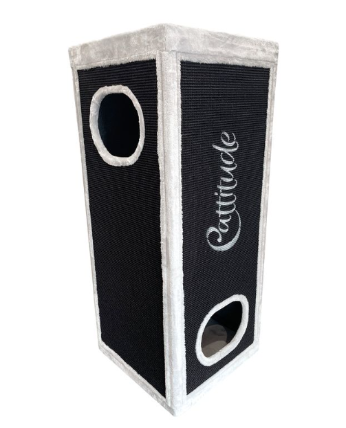 Cattitude Scratch Hideaway Luxe Tower Black