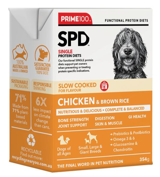 Prime 100 Spd Slow Cooked Chicken & Brown Rice 354g