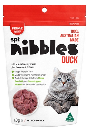Prime 100 Pantry Nibbles Cat Duck 40g