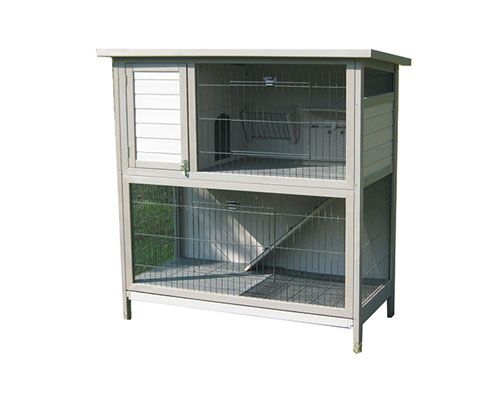 SMALL ANIMAL RABBIT HUTCH 2 STORY RED BOX